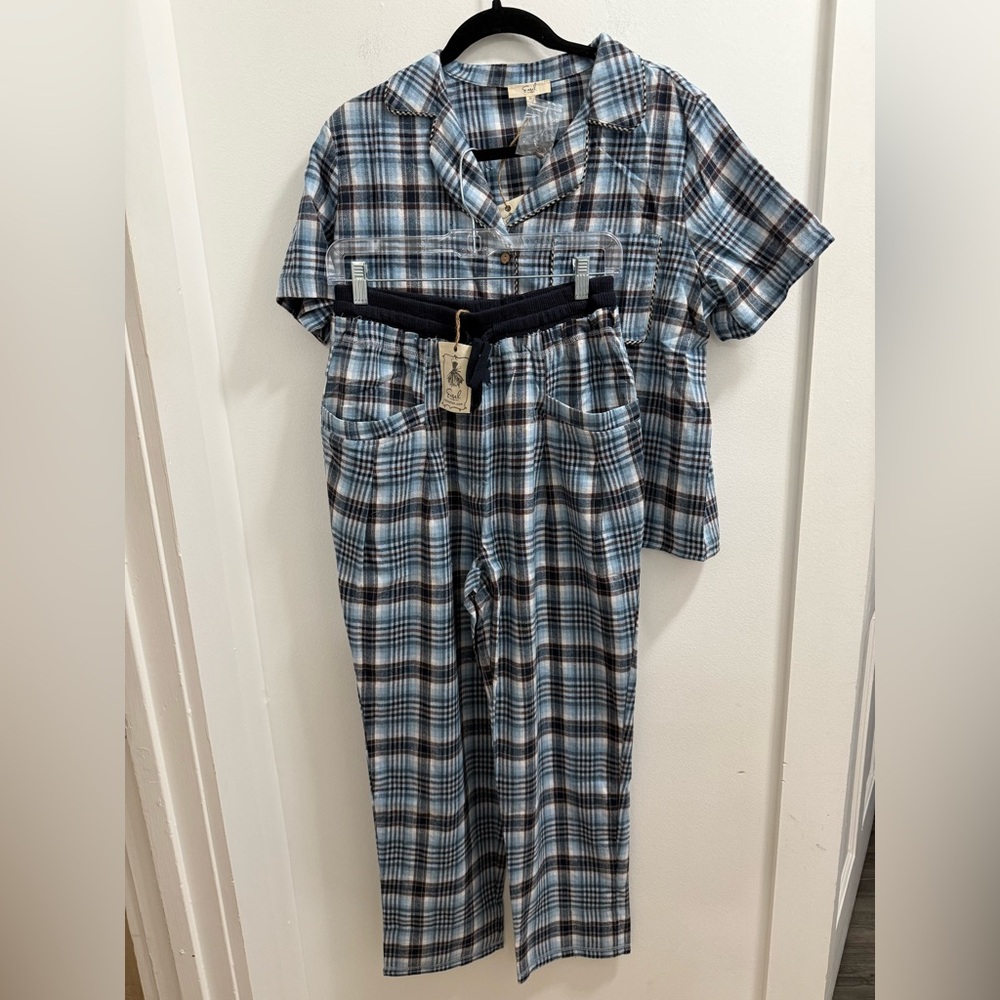 Easel Blue Plaid Pajama Set